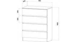 Комод 4 ящика Ленора, Дуб вотан/Графит