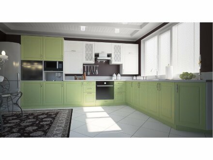 Кухня угловая Парма бирюза/снег 