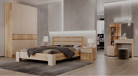 Шкаф 2-х створчатый Ленора, Дуб вотан/Кашемир 