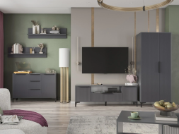 Шкаф со стеклом Кимберли, Графит